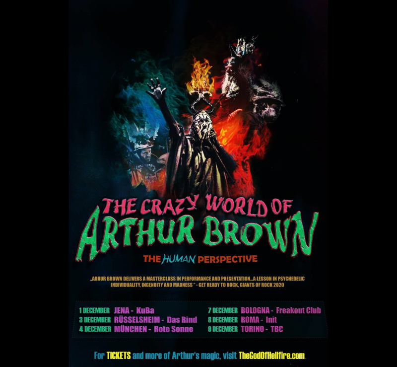 ARTHUR BROWN Konzerte in Jena, Rüsselsheim & München im Dezember 2022