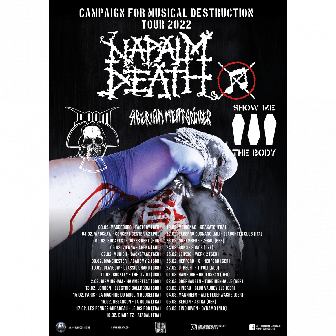 napalm death tour 2022