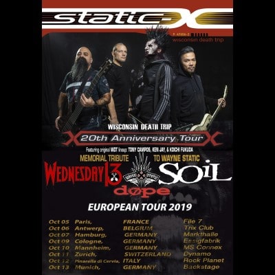 STATIC-X: kündigen Europatour im Oktober an